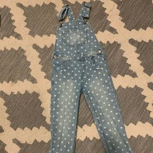 Polka dot jean overalls